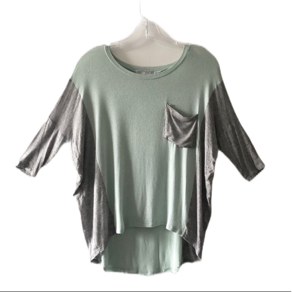 Daydreamer La Soft Mint And Gray Short Sleeve Top Size Xs